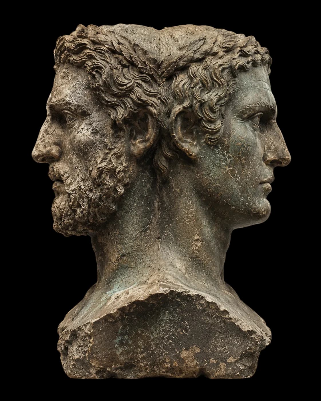 Janus bust facing two directions
